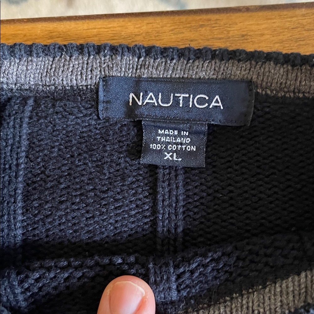 Nautica Dark Knit Cotton Sweater - Picture 6 of 11